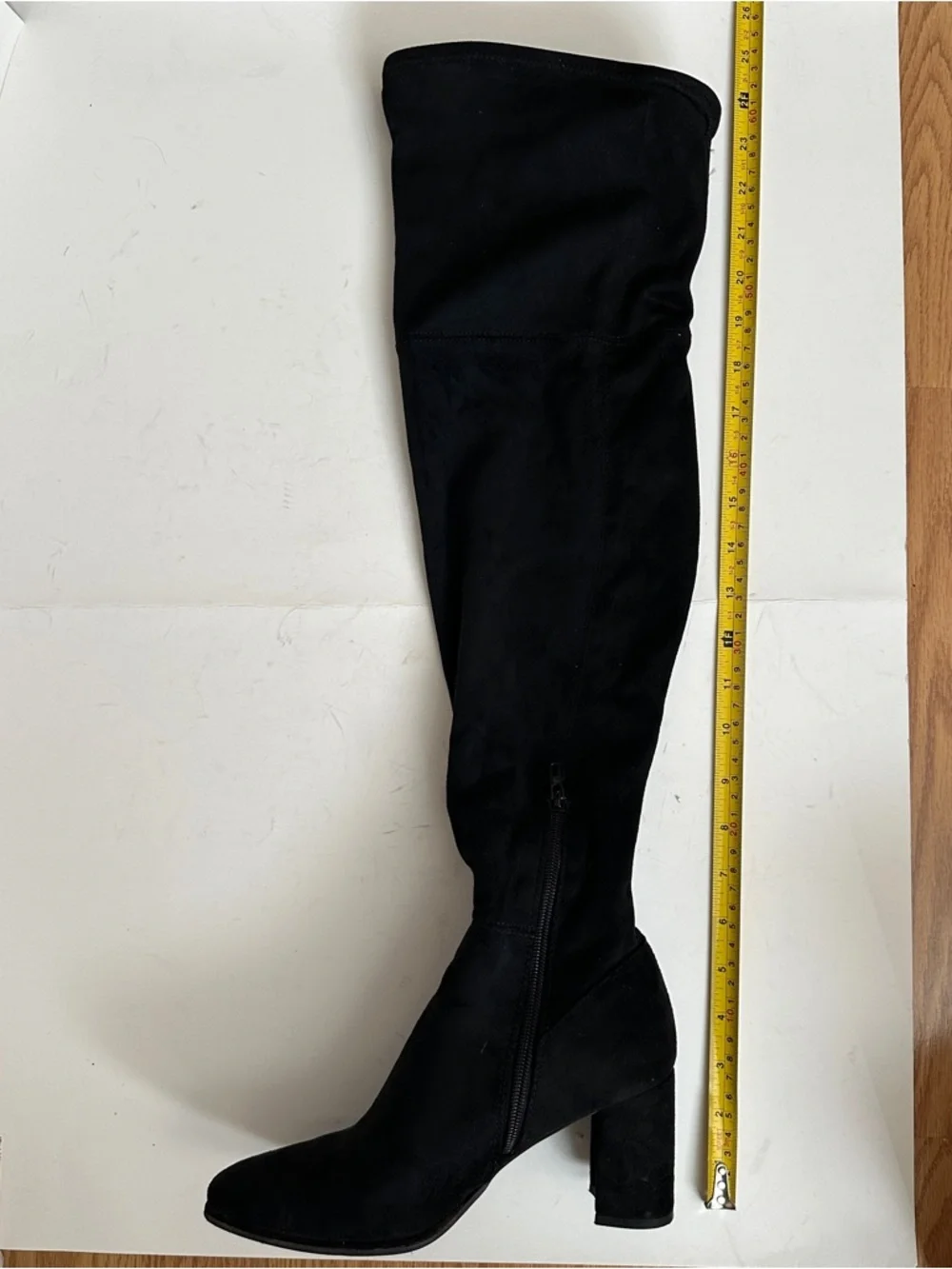 Nine West Women's Black Suede Velvet Over the Knee Block Heel Boots Size 7